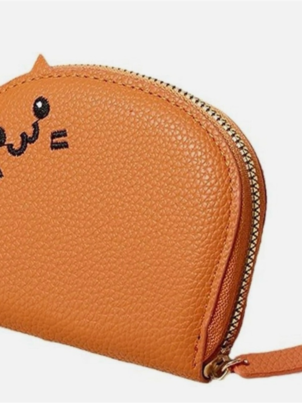 Playful Cat Face Zip Wristlet Clutch in Orange